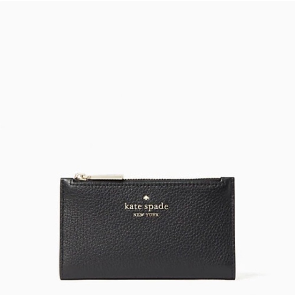 Kate Spade Leila Small Pebbled Leather
Slim Bifold Wallet Black NWT